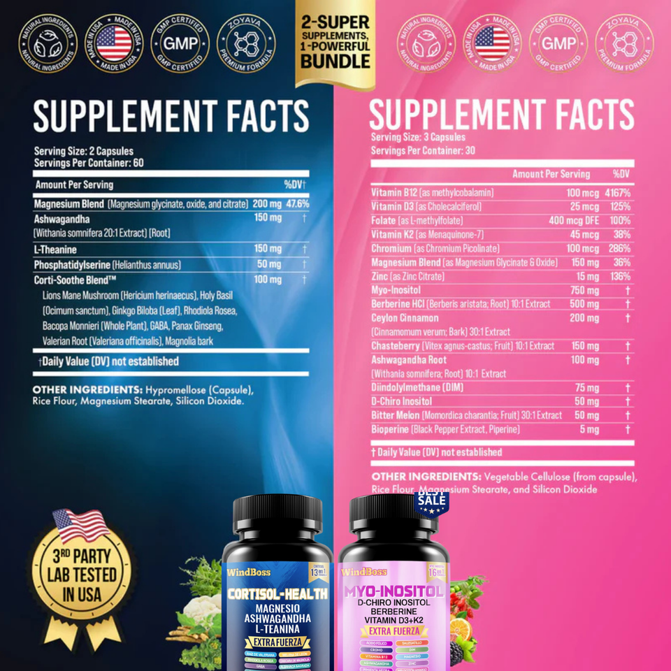 MYO-INOSITOL + CORTI-SOOTHE-energía y bienestar natural 🌿